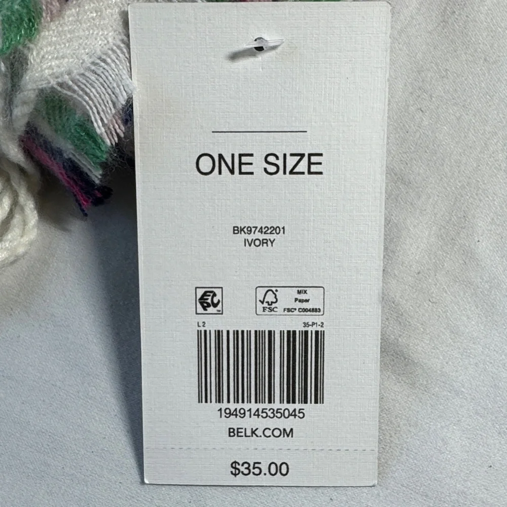 Crown & Ivy Colorful Plaid Scarf with Fringe NWT